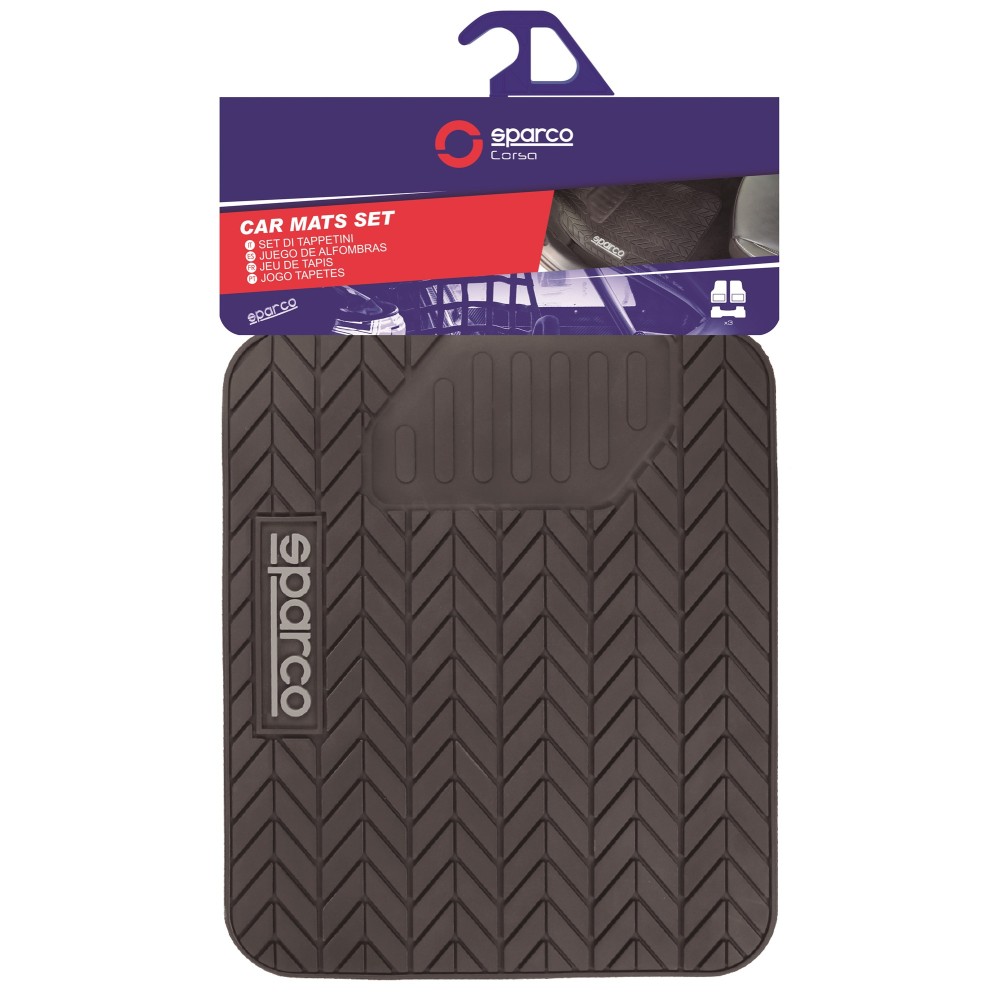 Πατάκια Λάστιχο μαύρα 3τμχ Sparco