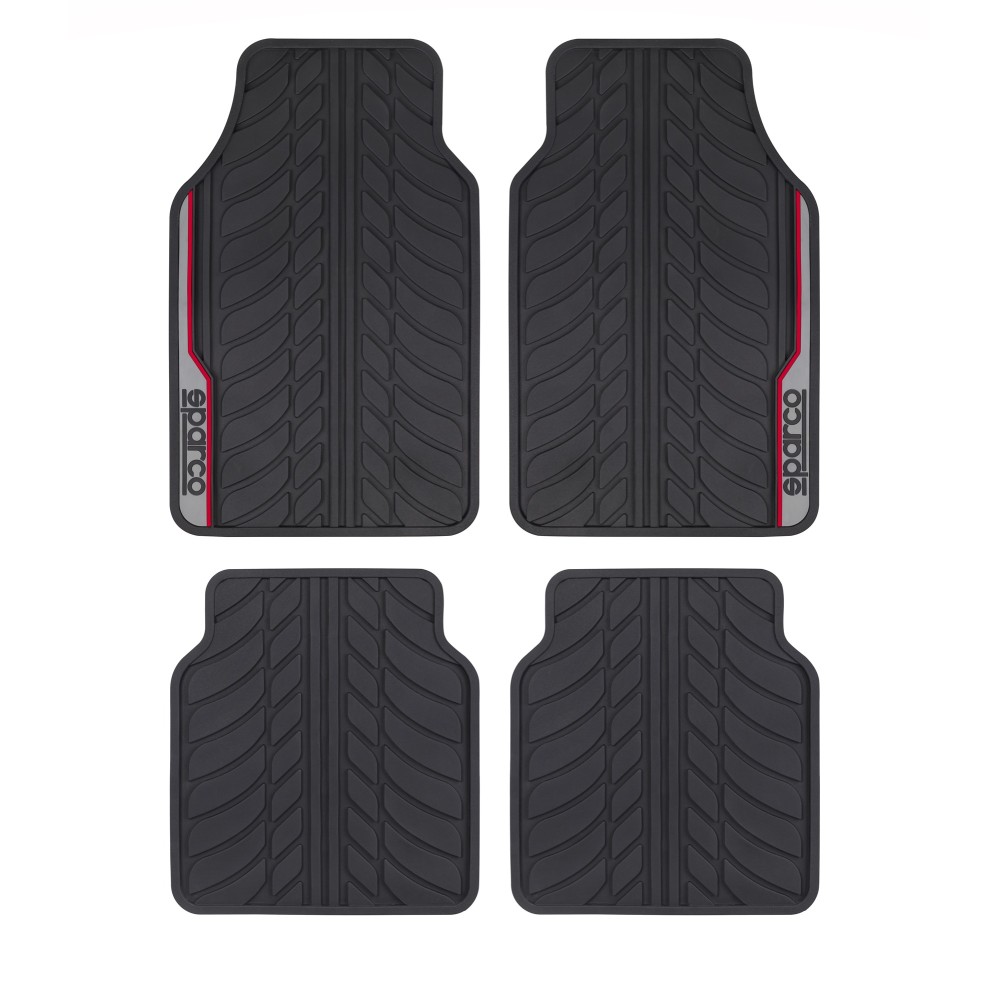 Πατάκια Λάστιχο μαύρο-κόκκινο 4τμχ Sparco