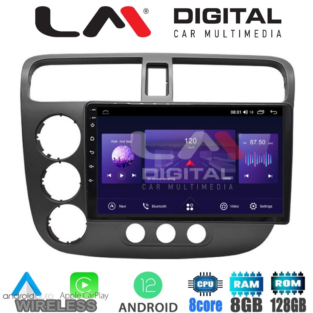 LM Digital - LM ZT8373 GPS Οθόνη OEM Multimedia Αυτοκινήτου για HONDA CIVIC 4πορτο 2001  2006 (CarPlay/A