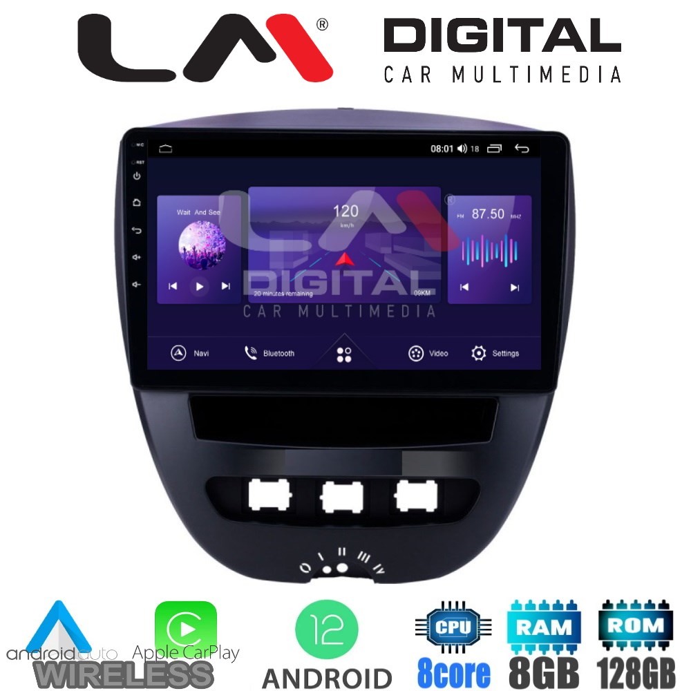 LM Digital - LM ZT8560 GPS Οθόνη OEM Multimedia Αυτοκινήτου για Aygo & C1 & 107 '05'14 (CarPlay/AndroidAuto/B