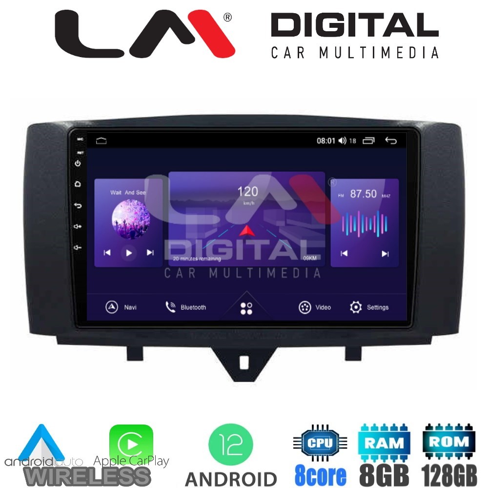 LM Digital - LM ZT8587 GPS Οθόνη OEM Multimedia Αυτοκινήτου για SMART ForTwo 2011 2015 (CarPlay/AndroidAuto/B