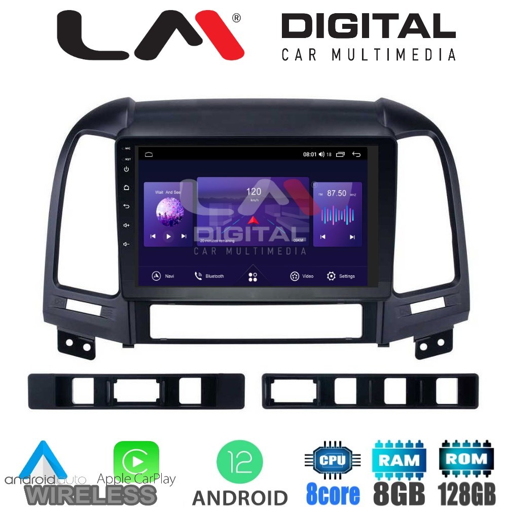 LM Digital - LM ZT8239 GPS Οθόνη OEM Multimedia Αυτοκινήτου για Hyundai SantaFe 2006  2013 (CarPlay/AndroidAu