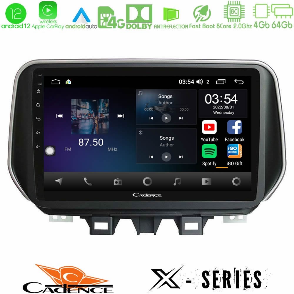 Cadence X Series Hyundai Tucson 2019- 8Core Android12 4+64GB Navigation Multimedia Tablet 9"