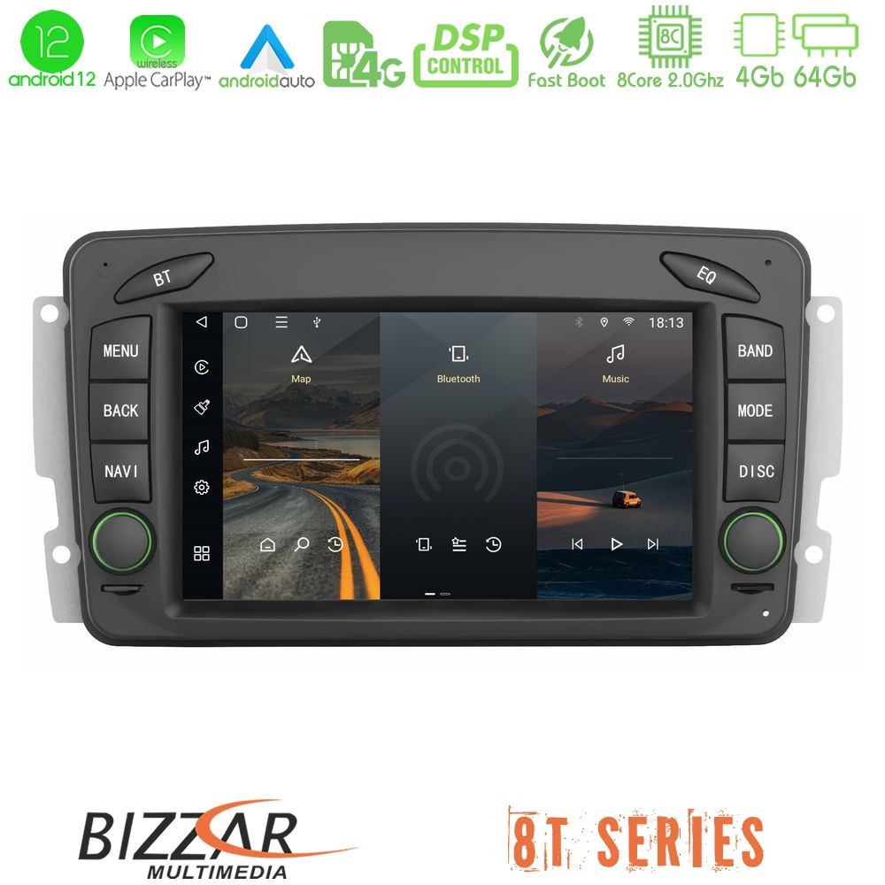 Bizzar OEM Mercedes C Class/CLK Class (W203/W209) 8core Android12 4+64GB Navigation Multimedia Deckless 7" με Carplay/AndroidAut