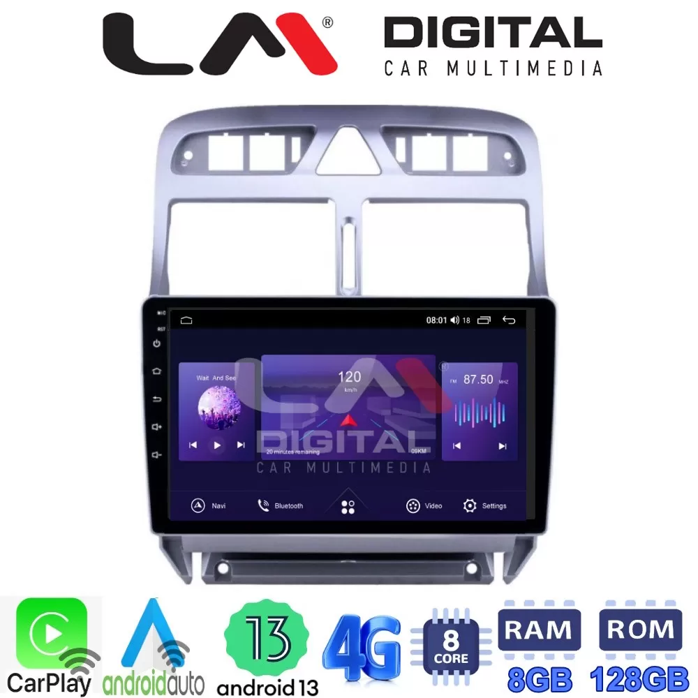 LM Digital - LM ZT8017 GPS Οθόνη OEM Multimedia Αυτοκινήτου για PEUGEOT 307 2001  2008 (CarPlay/AndroidAuto/B
