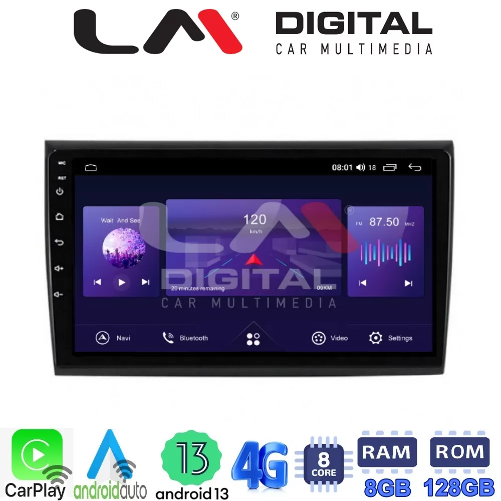 LM Digital - LM ZT8250 GPS Οθόνη OEM Multimedia Αυτοκινήτου για Fiat Bravo 2007 (CarPlay/AndroidAuto/BT/GPS/W