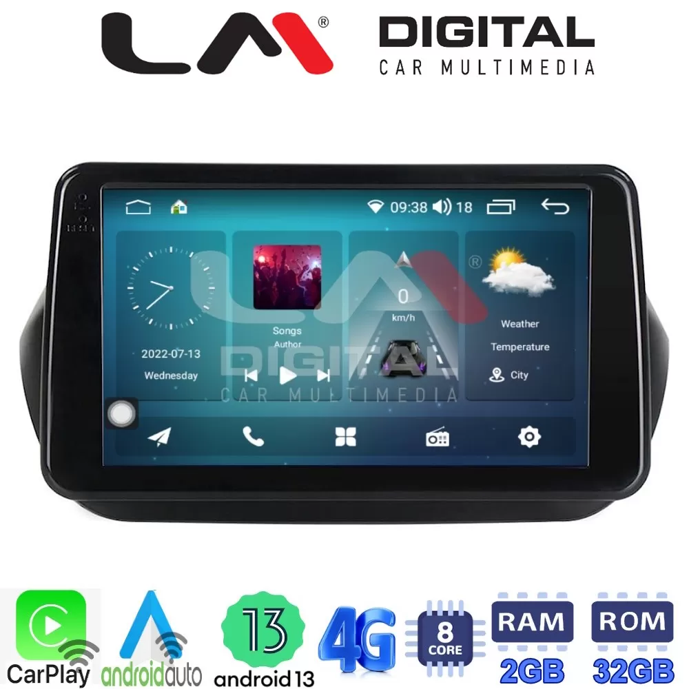 LM Digital - LM ZR8195 GPS Οθόνη OEM Multimedia Αυτοκινήτου για Fiorino, Citroen, Nemo, Bipper (CarPlay/Andro