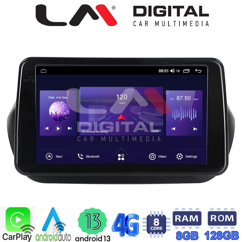 LM Digital - LM ZT8195 GPS Οθόνη OEM Multimedia Αυτοκινήτου για Fiorino, Citroen, Nemo, Bipper (CarPlay/Andro