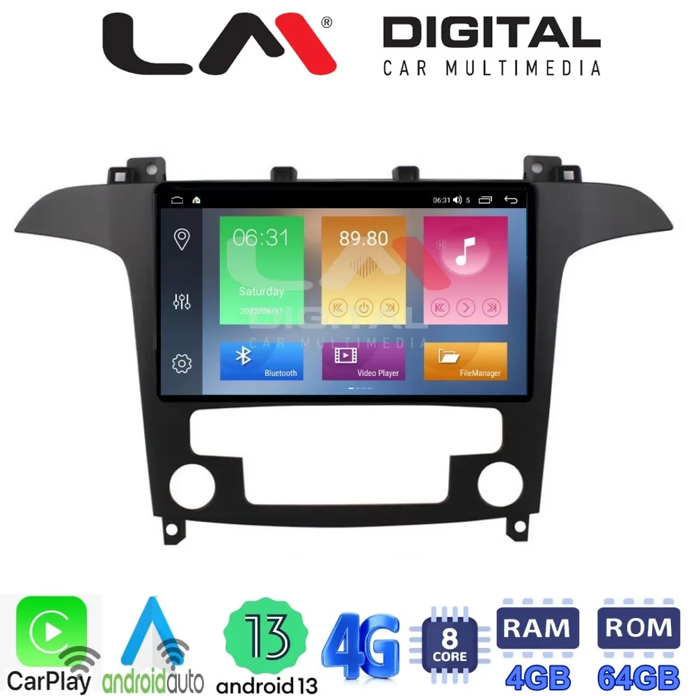 LM Digital - LM ZC8003 GPS Οθόνη OEM Multimedia Αυτοκινήτου για Ford S-Max 2006  2014 (CarPlay/AndroidAuto/BT