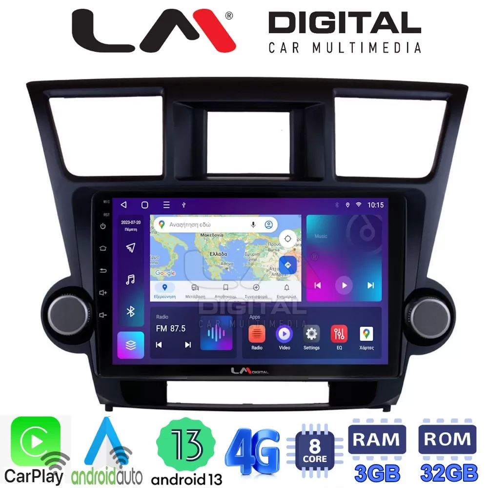 LM Digital - LM ZE8089 GPS Οθόνη OEM Multimedia Αυτοκινήτου για Toyota Highlander 2008  2015 (CarPlay/Android