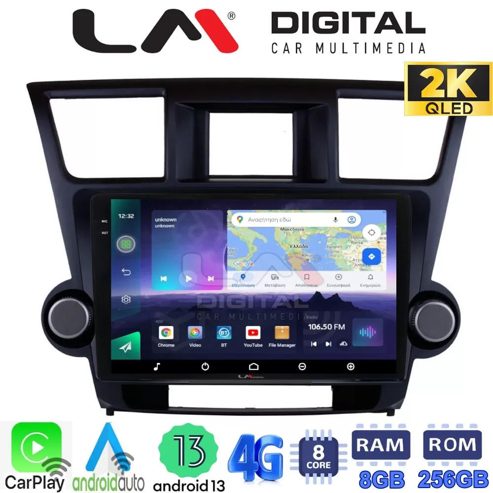 LM Digital - LM ZQ8089 GPS Οθόνη OEM Multimedia Αυτοκινήτου για Toyota Highlander 2008  2015 (CarPlay/Android