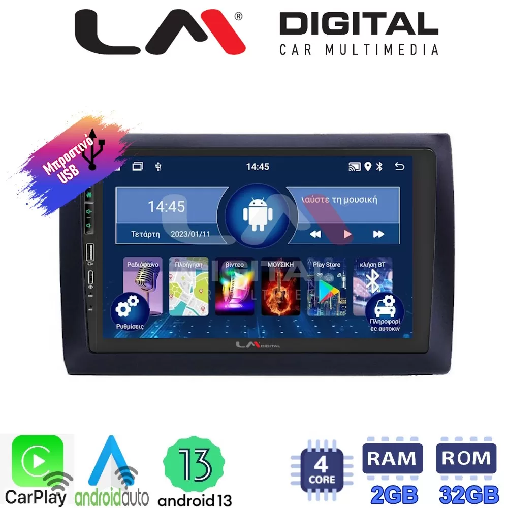 LM Digital - LM ZA4466 GPS Οθόνη OEM Multimedia Αυτοκινήτου για Fiat Stilo 2001  2007 (CarPlay/AndroidAuto/BT