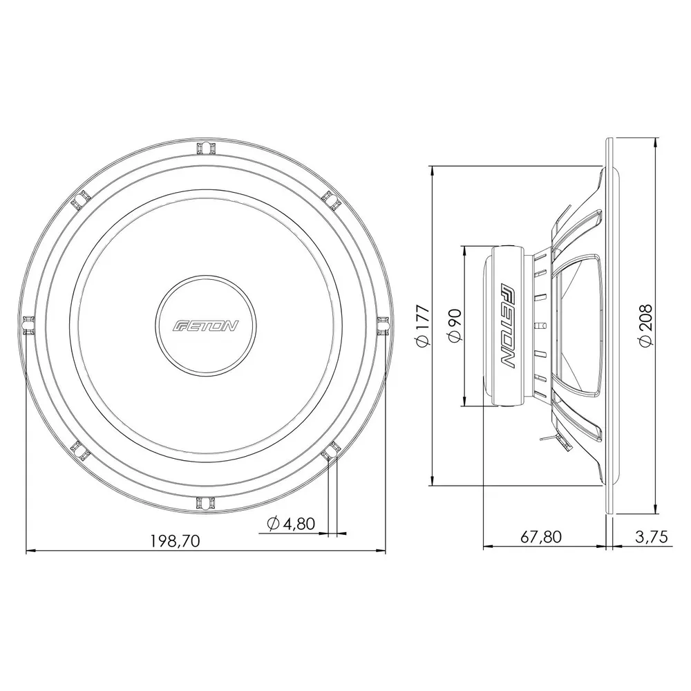 Eton POW20+ 2-way 200 mm (8") component system