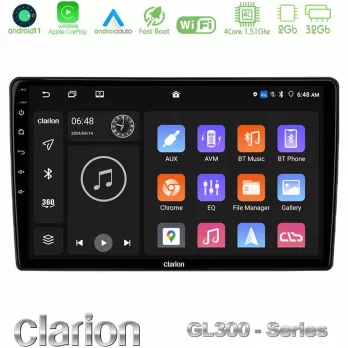 Clarion GL300 Series 4Core Android11 2+32GB Kia Sportage 2018-2021 Navigation Multimedia Tablet 9" Με Carplay & Android Auto