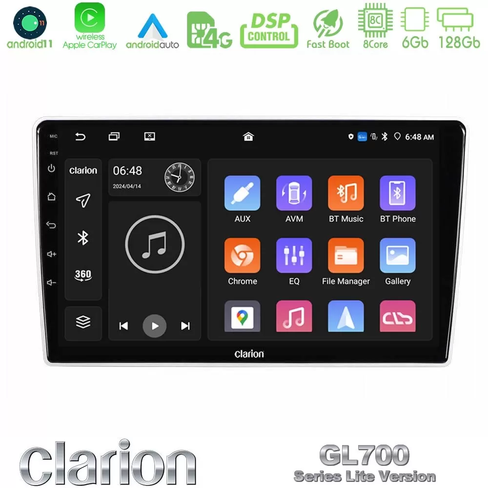 Clarion GL700 Lite Series Kia Sportage 2005-2008 8Core Android11 6+128GB Navigation Multimedia Tablet 9″ Με Carplay & Android Au