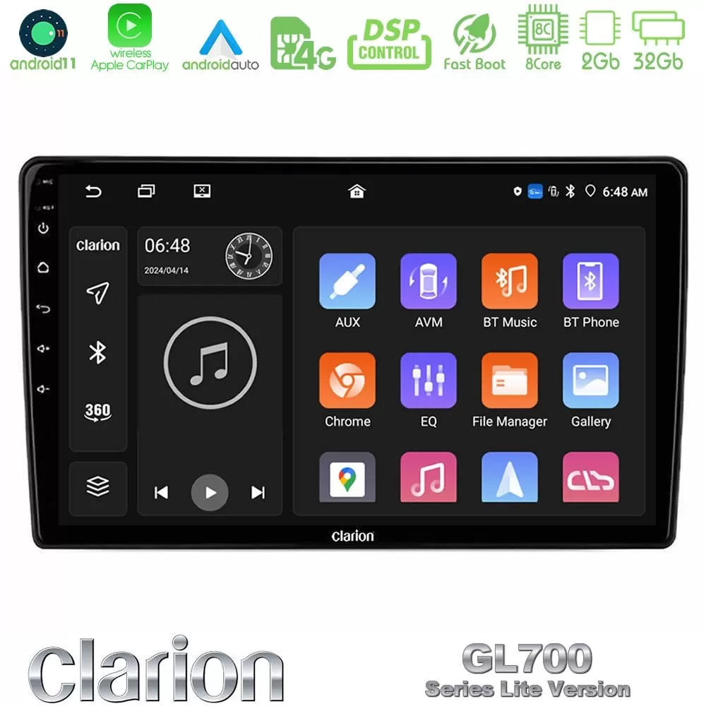 Clarion GL700 Lite Series 8Core Android11 2+32GB VW Jetta Navigation Multimedia Tablet 10" Με Carplay & Android Auto