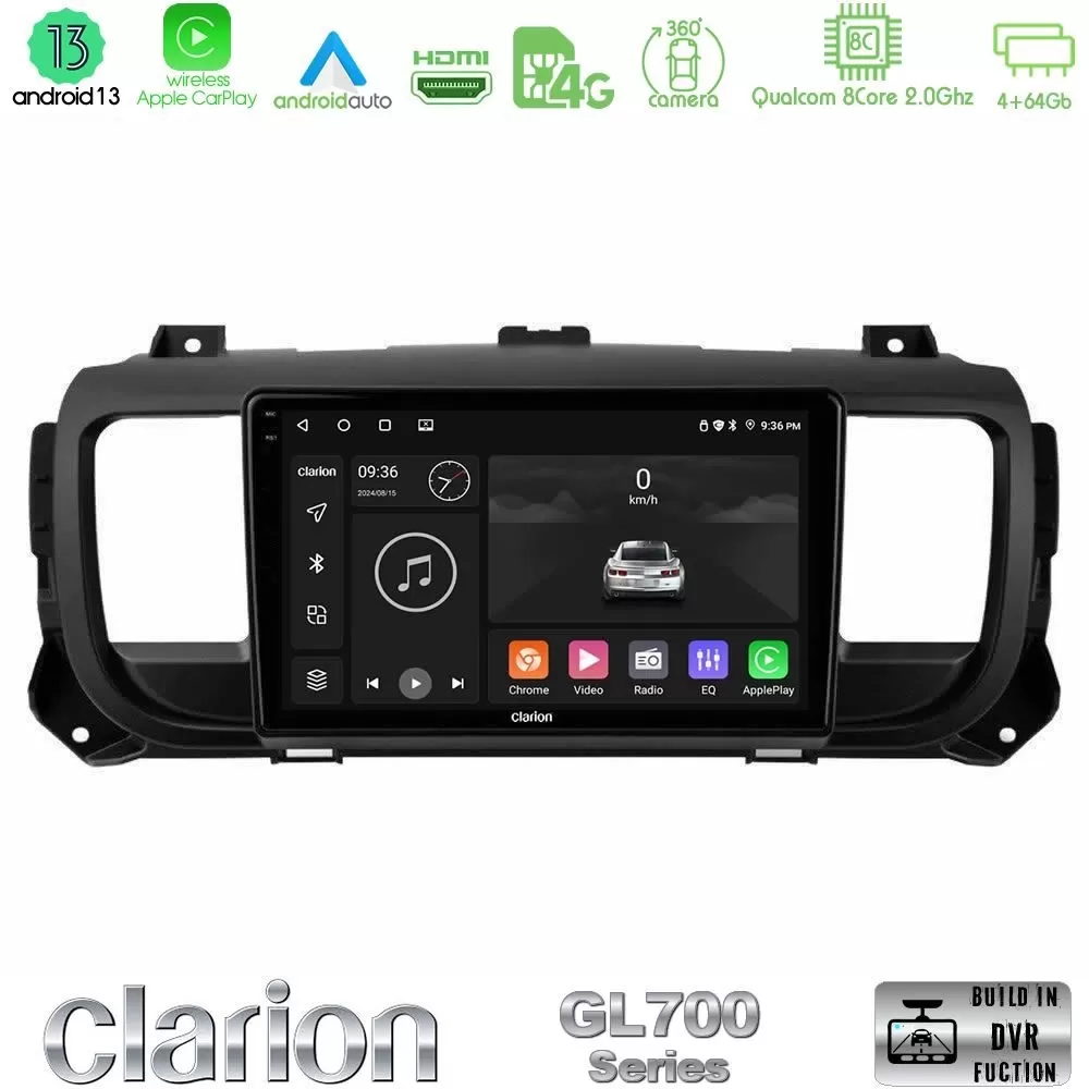 Clarion GL700 Series 8Core Android13 4+64GB Citroen/Peugeot/Opel/Toyota Navigation Multimedia Tablet 9" Με Carplay & Android Aut