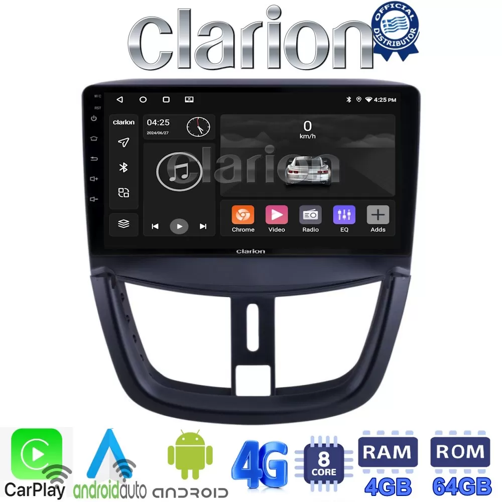 CLARION GL72207 Οθόνη OEM Multimedia Αυτοκινήτου για PEUGEOT 207 20072013 (CarPlay/AndroidAuto/BT/GPS/WIFI/GP