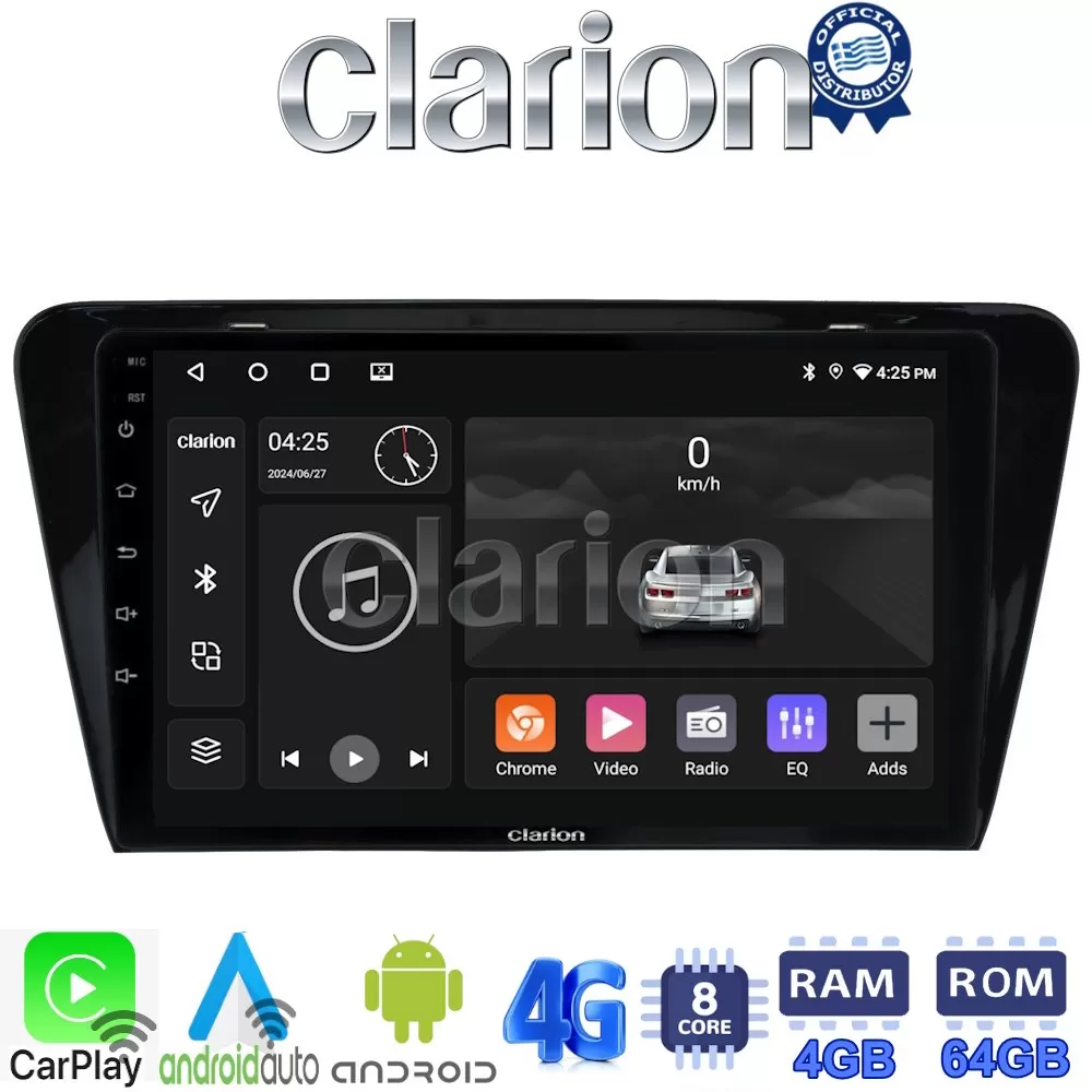 CLARION GL72279 Οθόνη OEM Multimedia Αυτοκινήτου για SKODA OCTAVIA 7 2013 2020 (CarPlay/AndroidAuto/BT/GPS/WI