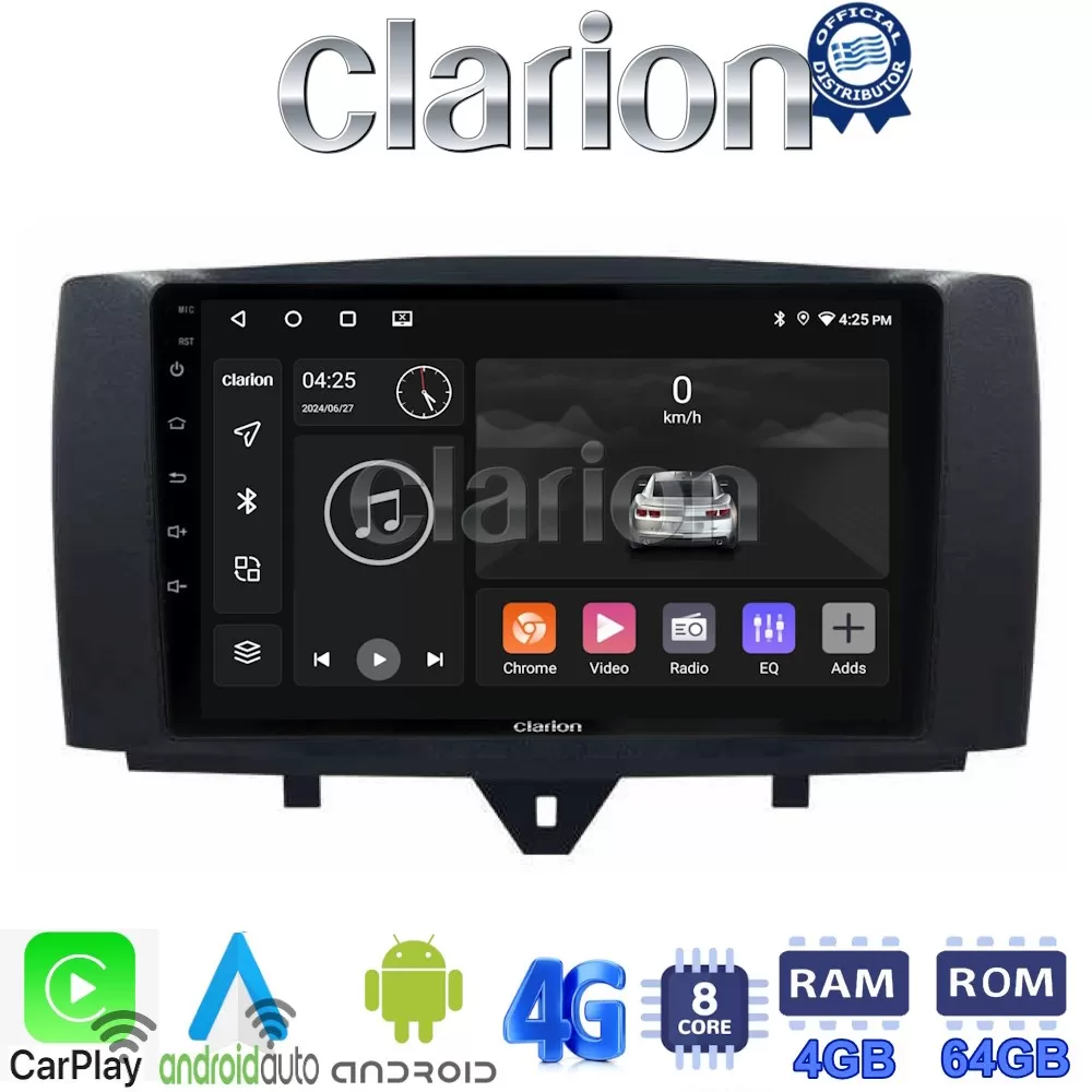 CLARION GL72587 Οθόνη OEM Multimedia Αυτοκινήτου για SMART ForTwo 2011 2015 (CarPlay/AndroidAuto/BT/GPS/WIFI/