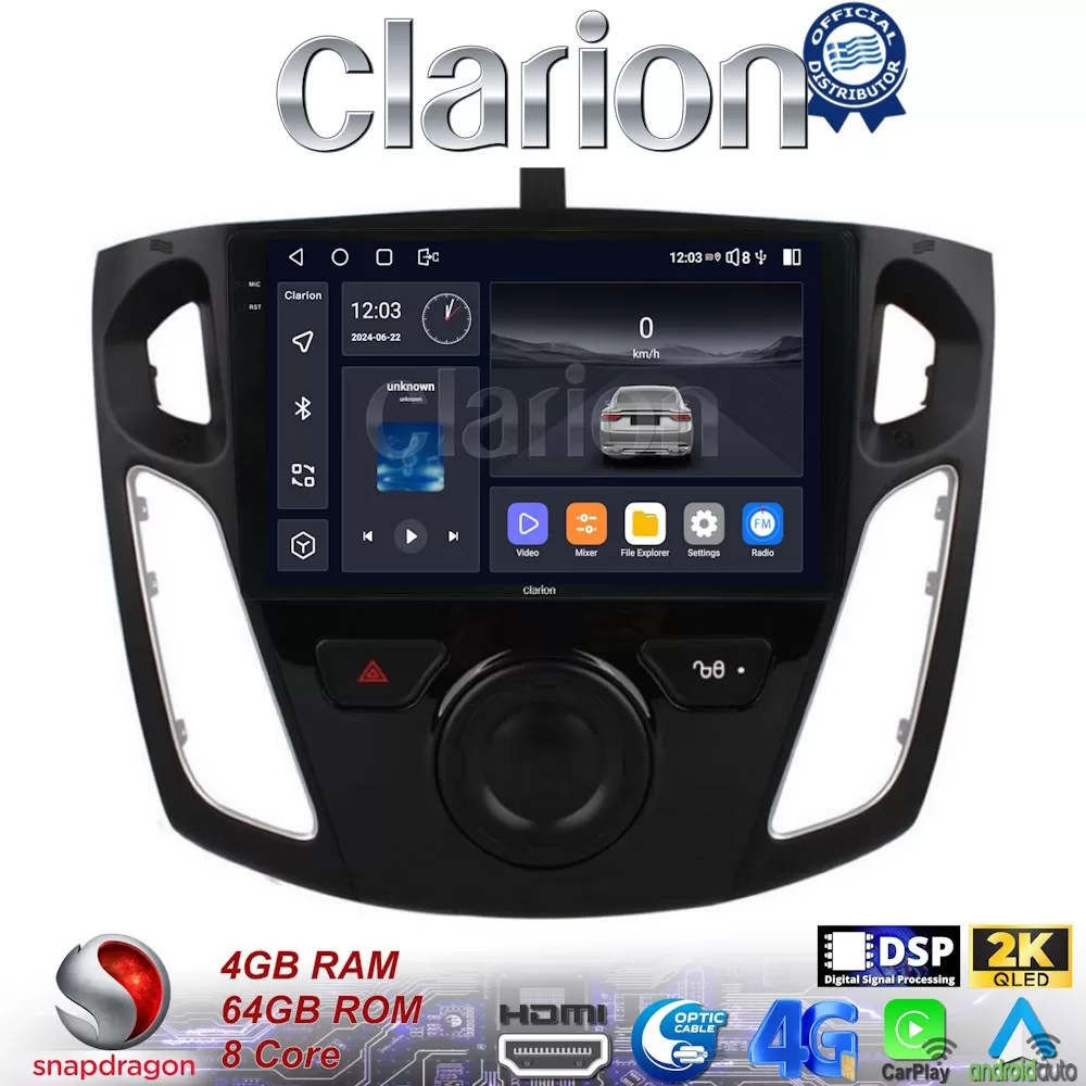 CLARION GL74150 Οθόνη OEM Multimedia Αυτοκινήτου για FORD FOCUS 20152018 (CarPlay/AndroidAuto/BT/GPS/WIFI/GPR