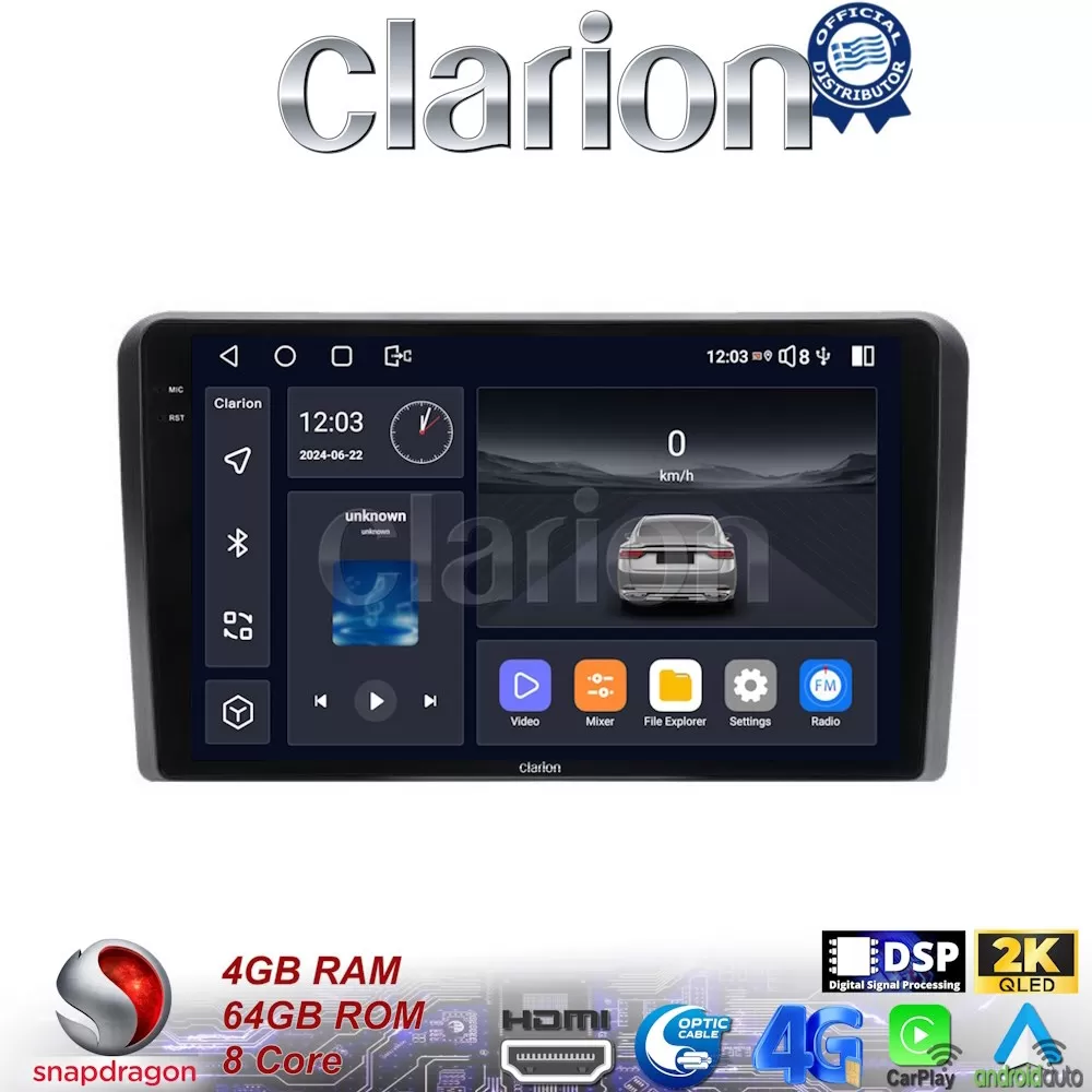 CLARION GL74190 Οθόνη OEM Multimedia Αυτοκινήτου για PEUGEOT 308 2013 (CarPlay/AndroidAuto/BT/GPS/WIFI/GPRS)
