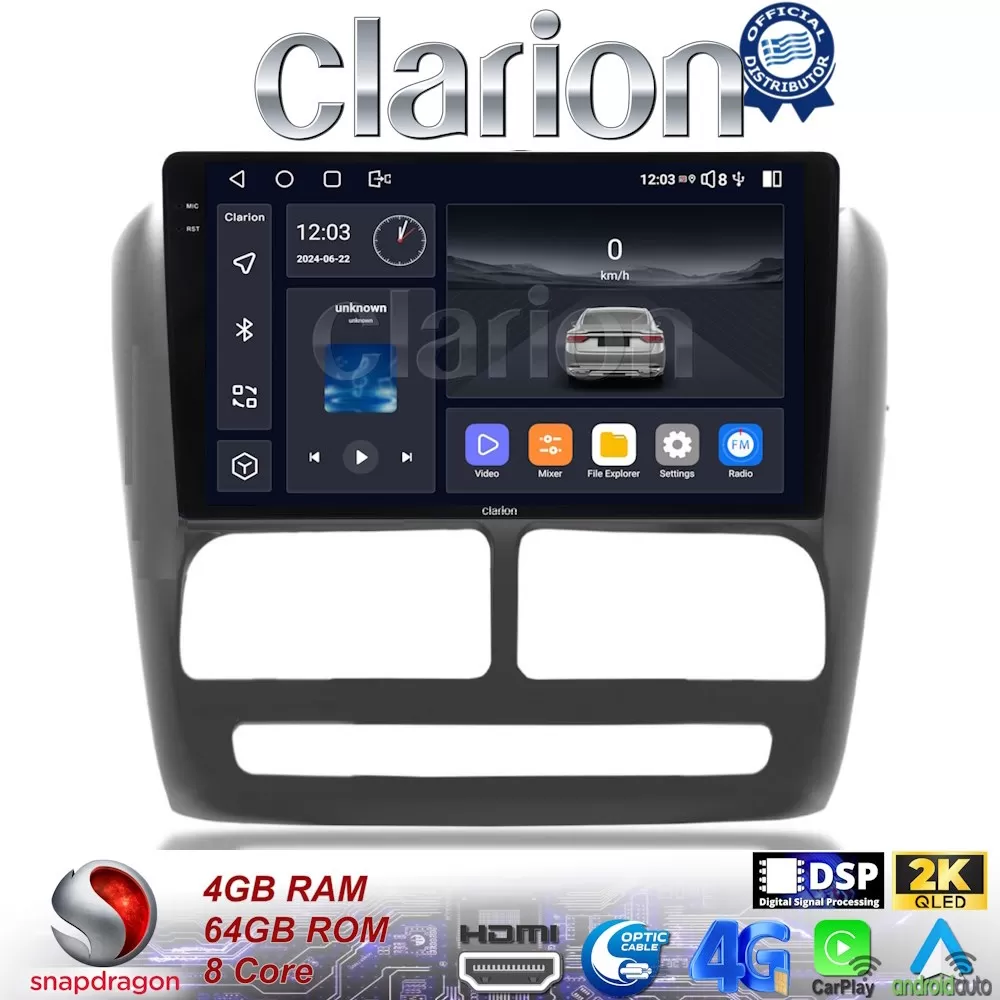CLARION GL74211 Οθόνη OEM Multimedia Αυτοκινήτου για Fiat Doblo '10-'15 & Opel Combo'10-'15 (CarPlay/AndroidA