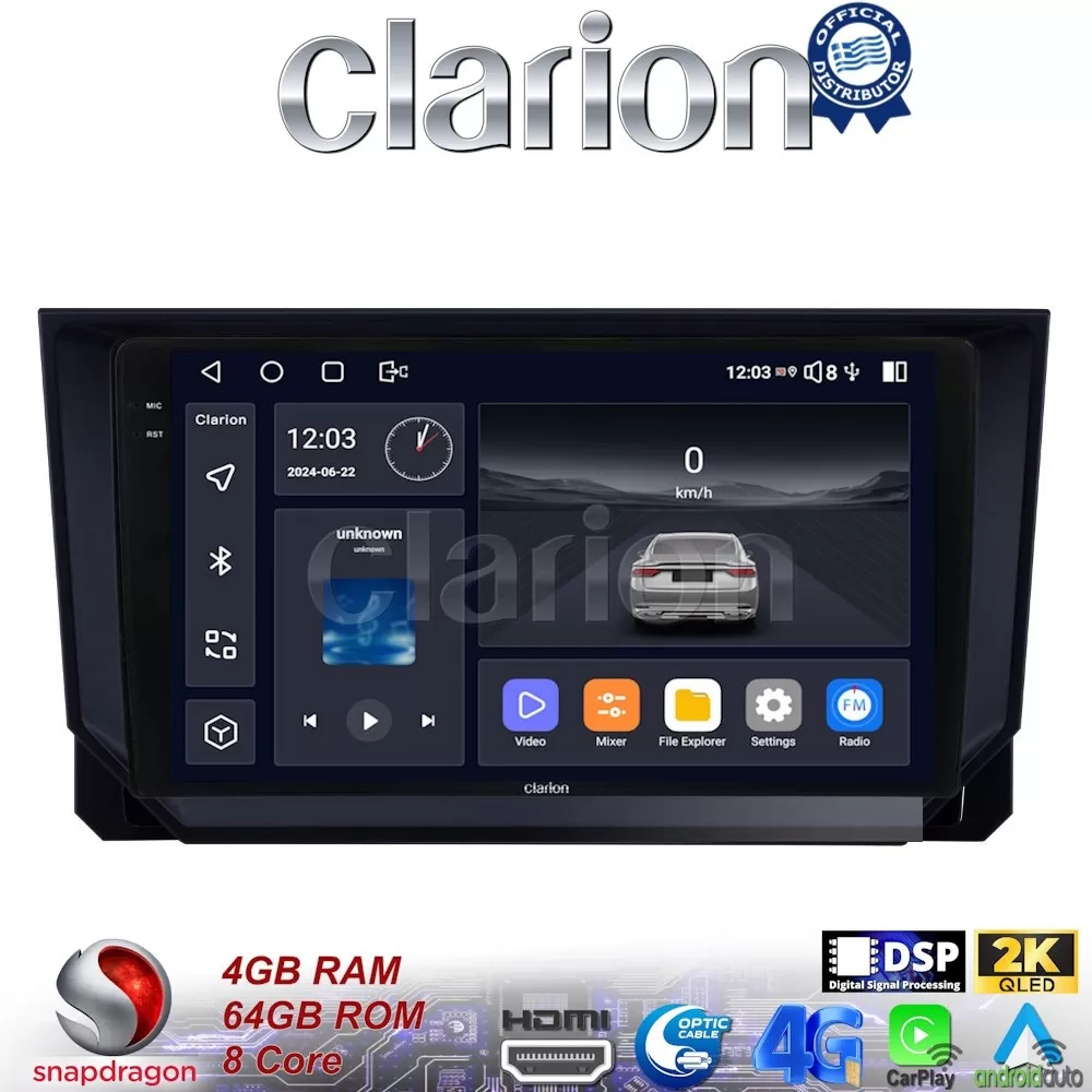 CLARION GL74222 Οθόνη OEM Multimedia Αυτοκινήτου για Seat Ibiza - Arona 2018 (CarPlay/AndroidAuto/BT/GPS/WIFI