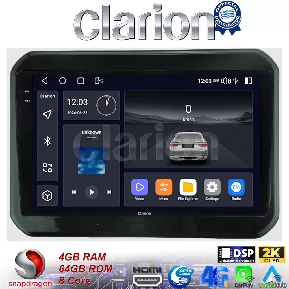 CLARION GL74232 Οθόνη OEM Multimedia Αυτοκινήτου για SUZUKI IGNIS 2016 (CarPlay/AndroidAuto/BT/GPS/WIFI/GPRS)