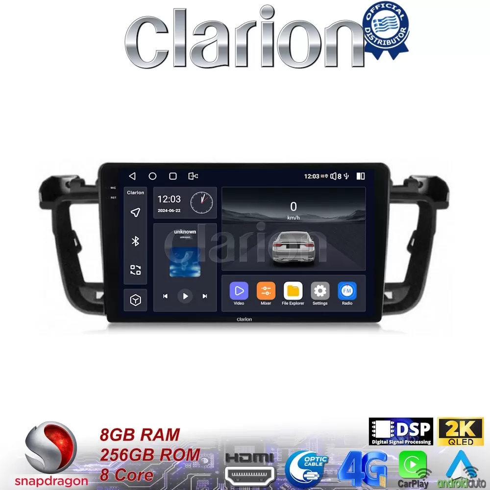 CLARION GL75509 Οθόνη OEM Multimedia Αυτοκινήτου για PEUGEOT 508 20102017 (CarPlay/AndroidAuto/BT/GPS/WIFI/GP