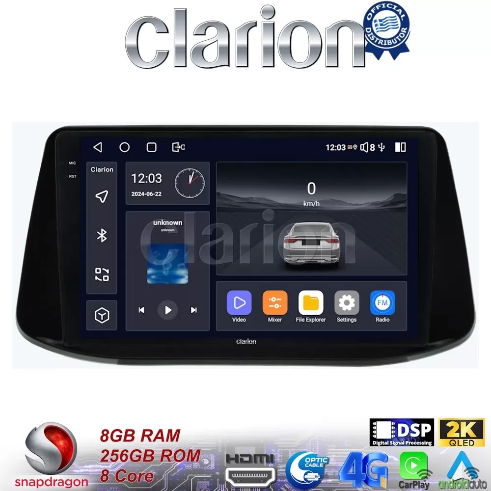 CLARION GL75960 Οθόνη OEM Multimedia Αυτοκινήτου για Hyundai i30 2018 (CarPlay/AndroidAuto/BT/GPS/WIFI/GPRS)