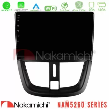 Nakamichi NAM5260 Series 4Core Android12 4+64GB Peugeot 207 Navigation Multimedia Tablet 9" Με Carplay & Android Auto