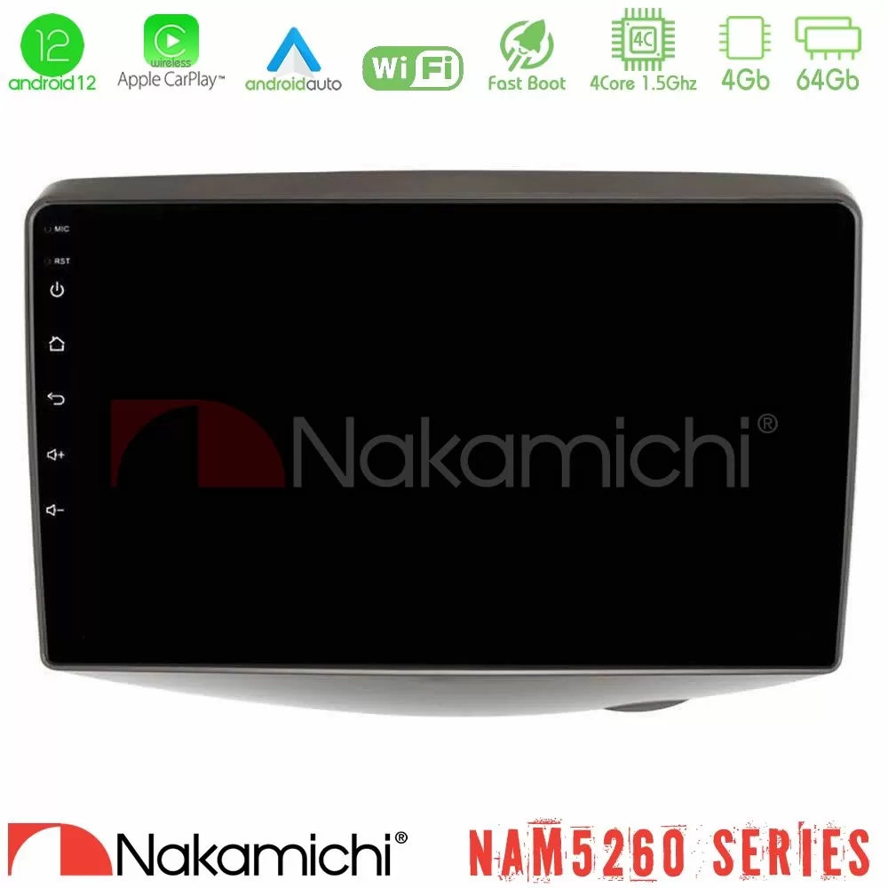 Nakamichi NAM5260 Series 4Core Android12 4+64GB Toyota Yaris 1999 - 2006 Navigation Multimedia Tablet 9" Με Carplay & Android Au