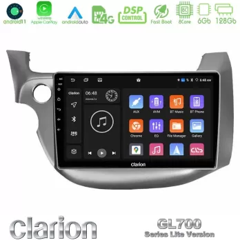 Clarion GL700 Lite Series 8Core Android11 6+128GB Honda Jazz 2009-2013 Navigation Multimedia Tablet 10" Με Carplay & Android Aut