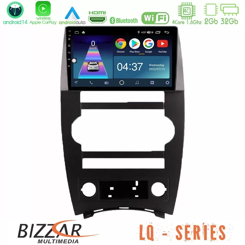 Bizzar LQ Series 4Core Android14 2+32GB Jeep Commander 2007-2008 Navigation Multimedia Tablet 9" Με Carplay & Android Auto