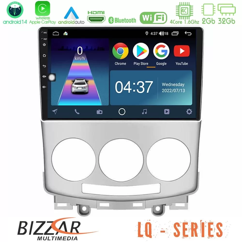 Bizzar LQ Series 4Core Android14 2+32GB Mazda 5 2004-2010 Navigation Multimedia Tablet 9″ Με Carplay & Android Auto