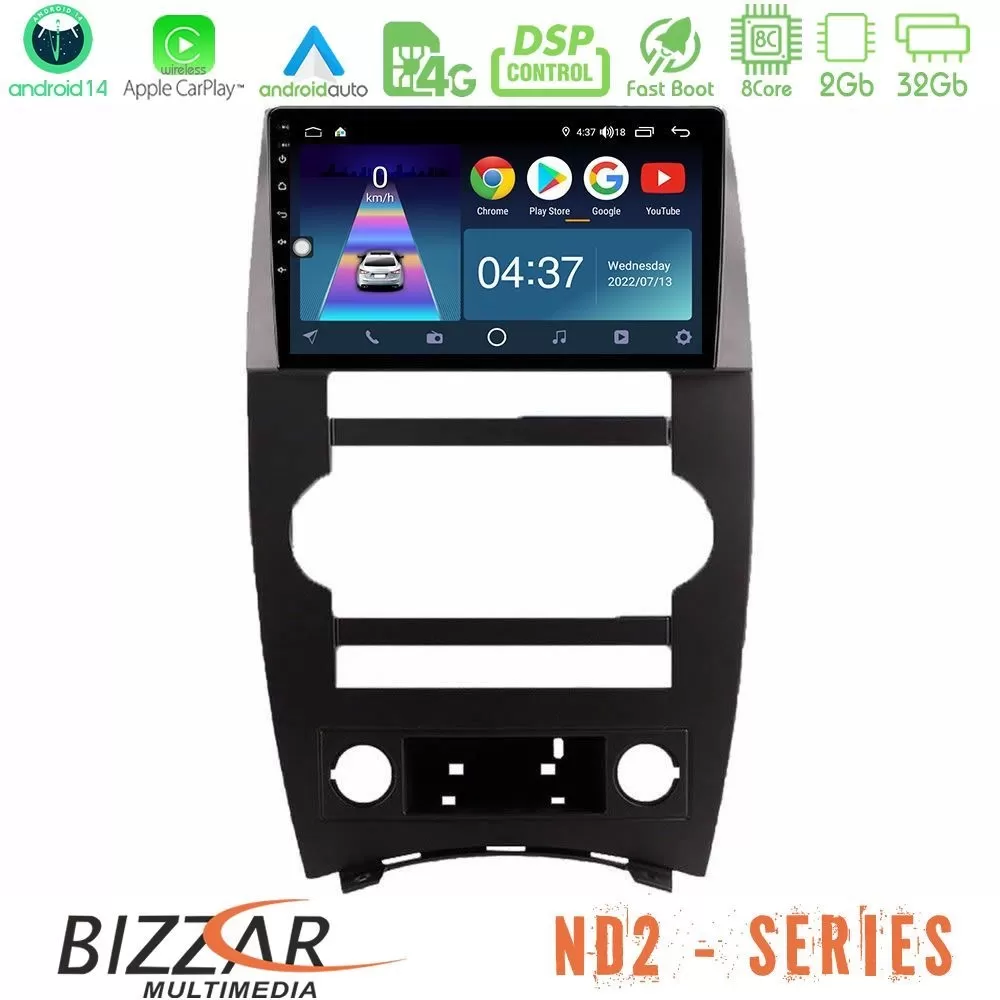 Bizzar ND2 Series 8Core Android14 2+32GB Jeep Commander 2007-2008 Navigation Multimedia Tablet 9" Με Carplay & Android Auto