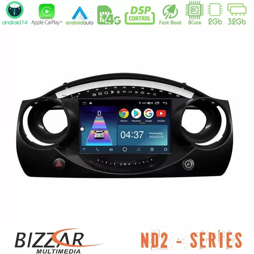 Bizzar ND2 Series 8Core Android14 2+32GB Mini Cooper R50 Navigation Multimedia Tablet 9" Με Carplay & Android Auto