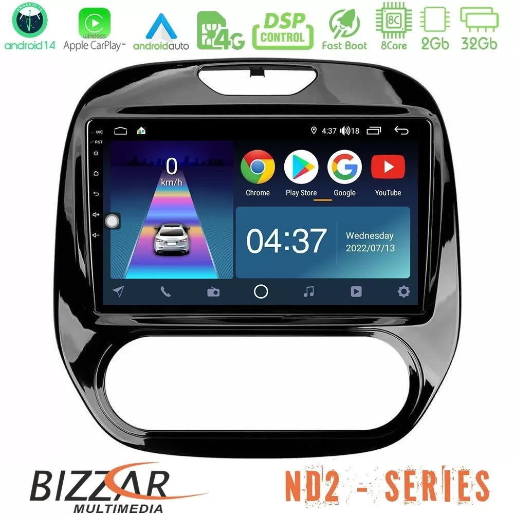 Bizzar ND2 Series 8Core Android14 2+32GB Renault Captur 2013-2019 (Manual AC) Navigation Multimedia Tablet 9" Με Carplay & Andro