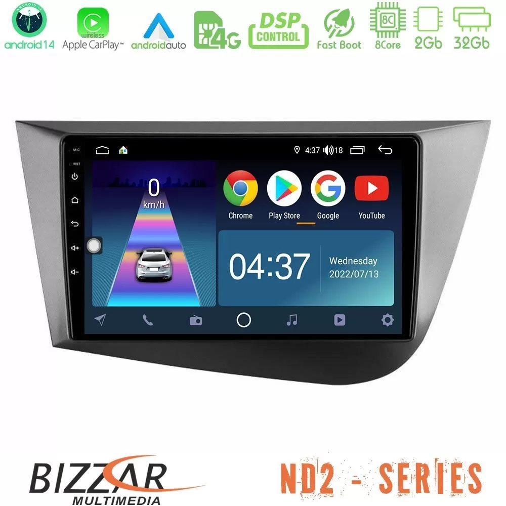 Bizzar ND2 Series 8Core Android14 2+32GB Seat Leon Navigation Multimedia Tablet 9" Με Carplay & Android Auto