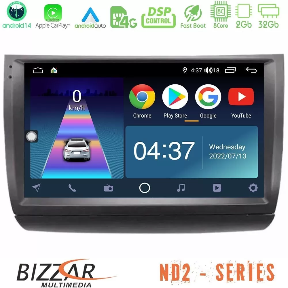 Bizzar ND2 Series 8Core Android14 2+32GB Toyota Prius 2004-2009 Navigation Multimedia Tablet 9" Με Carplay & Android Auto
