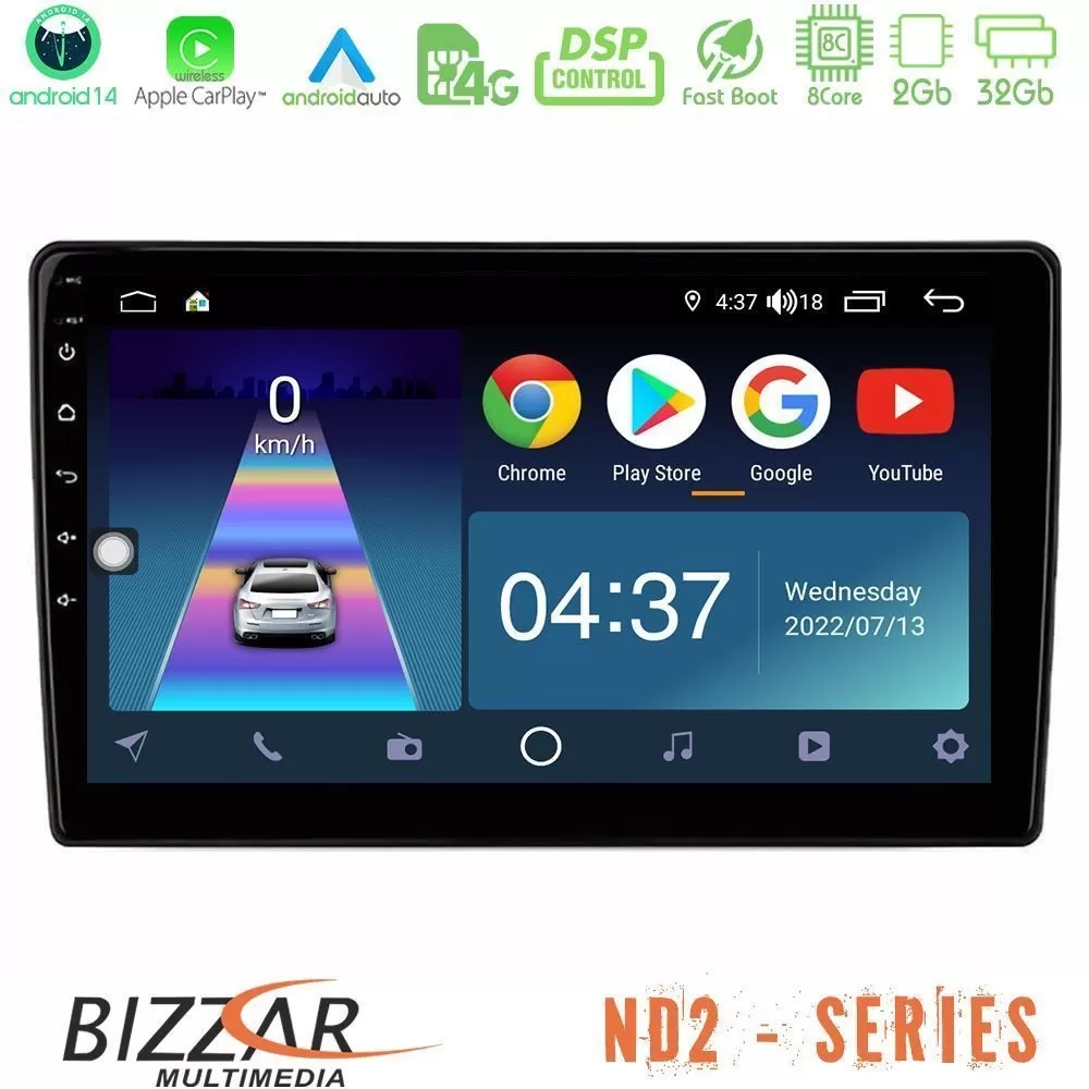 Bizzar ND2 Series 8Core Android14 2+32GB VW Group Navigation Multimedia Tablet 10" Με Carplay & Android Auto
