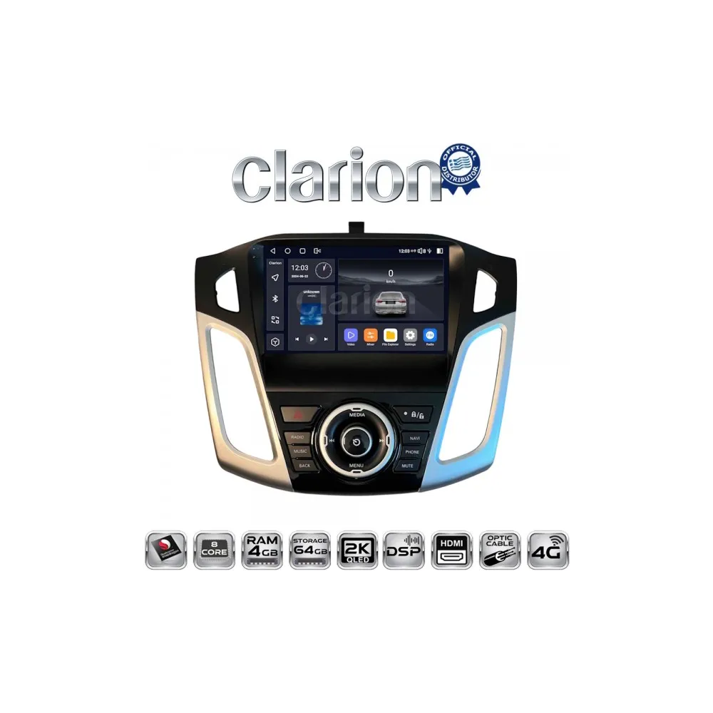 CLARION GLK72150 Οθόνη OEM Multimedia Αυτοκινήτου για Ford Focus 2011  2018 (CarPlay/AndroidAuto/BT/GPS/WIFI/