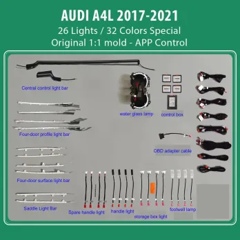 DIQ AMBIENT AUDI A4L LASER (8W) mod. 2017-2021 (Digital iQ Ambient Light for Audi A4L mod. 2017-2021, 26 Lights)