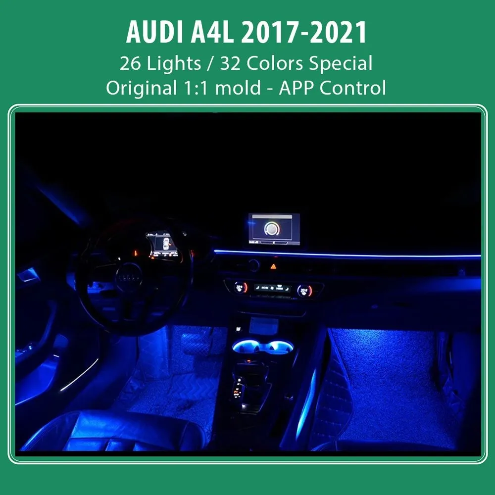 DIQ AMBIENT AUDI A4L LASER (8W) mod. 2017-2021 (Digital iQ Ambient Light for Audi A4L mod. 2017-2021, 26 Lights)