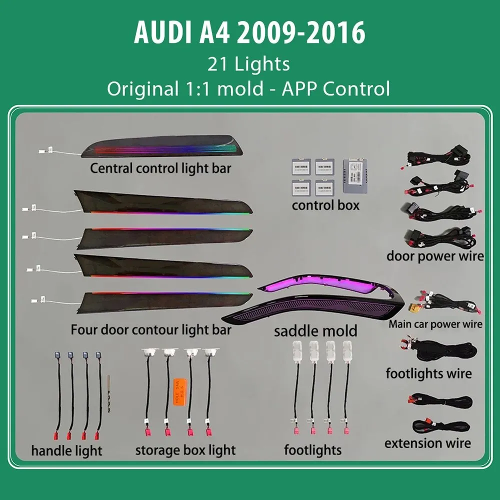 DIQ AMBIENT AUDI A4 8K FULL KIT (Digital iQ Ambient Light Audi A4 mod. 2009-2016, 21 Lights)