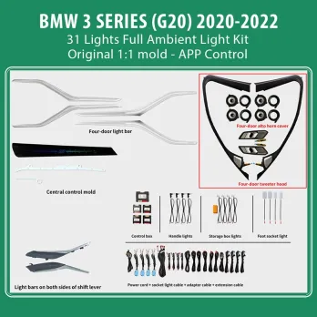 DIQ AMBIENT BMW S.3 FULL (G20) mod. 2018-2022 (Digital iQ Ambient Light for BMW Series 3 mod. 2018-2022 with 31 Lights)