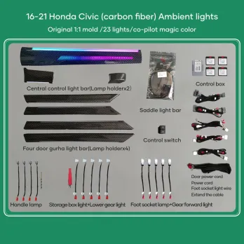 DIQ AMBIENT HONDA CIVIC Χ mod. 2016-2021 (Digital iQ Ambient Light for Honda Civic mod. 2016-2021 with 21 Lights)