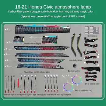 DIQ AMBIENT HONDA CIVIC X FULL mod. 2016-2021 (Digital iQ Ambient Dynamic Light for Honda Civic mod. 2016-2021 with 23 Lights - 