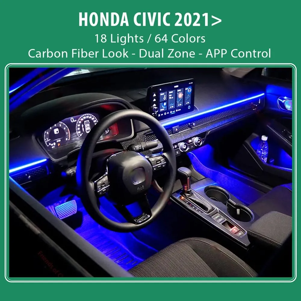DIQ AMBIENT HONDA CIVIC XI mod. 2021 (Digital iQ Ambient Light for Honda Civic mod. 2021 with 18 Lights)
